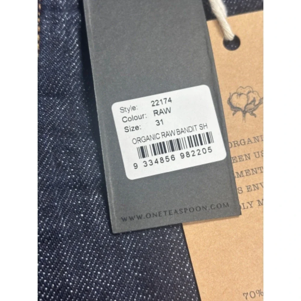 One Teaspoon NWT Men's Organic Raw Bandit Shorts Raw Indigo Size‎ 31 - Picture 4 of 6